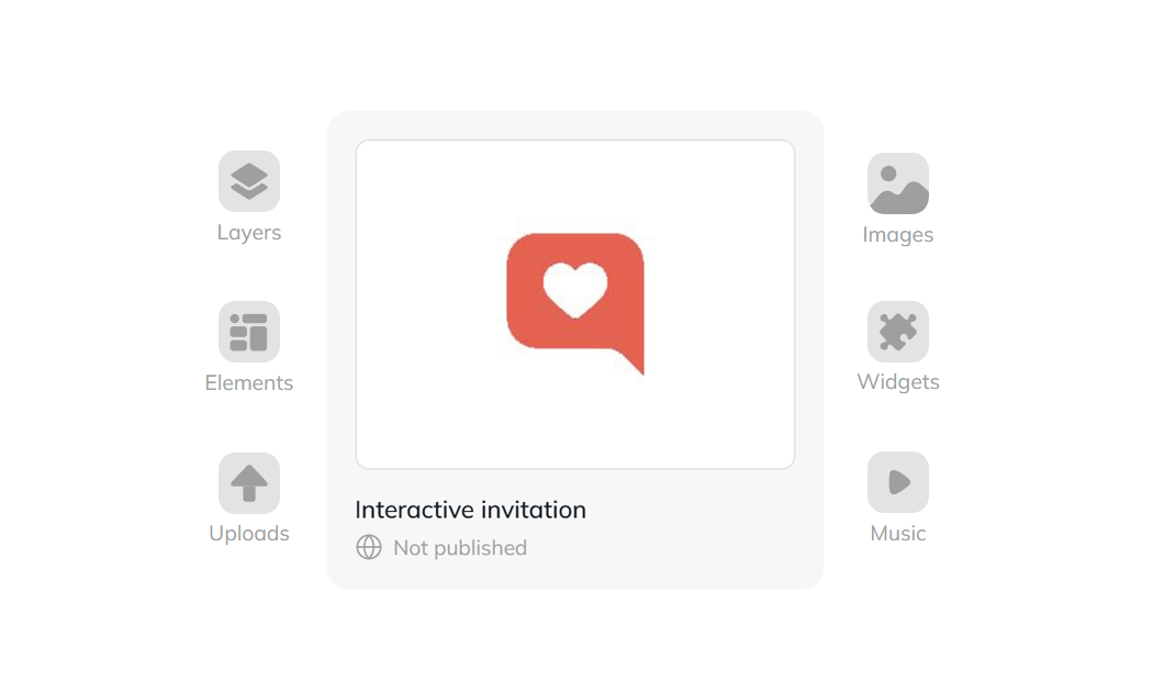 A complete interactive invitation in the Invitarium editor